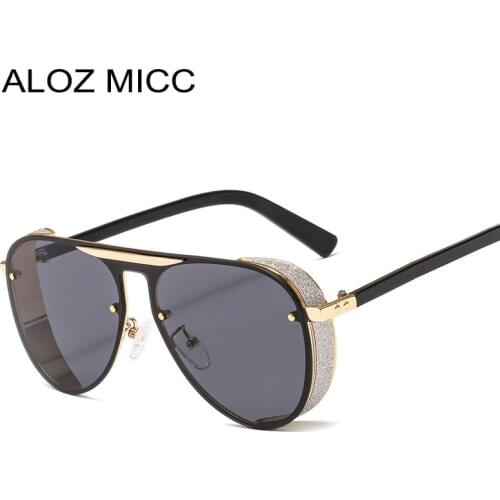 ALOZ MICC Steampunk Sunglasses Men Brand Design 2019 New Big Box Ladies Sunglasses For Men Fashion Punk Pilot Sunglas UV400 Q703