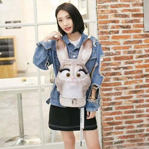 Cute Rabbit Shoulder Bag Womens Creative Smiley Bag Waterproof 3D Backpack Hot Sale Pu Female Cross Body Bag