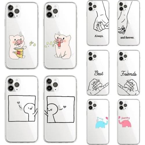 Always And Forever Best Friends Cartoon BFF Phone Case Transparent for iPhone 11 12 mini pro XS MAX 8 7 6S Plus X 5S SE 2020 XR