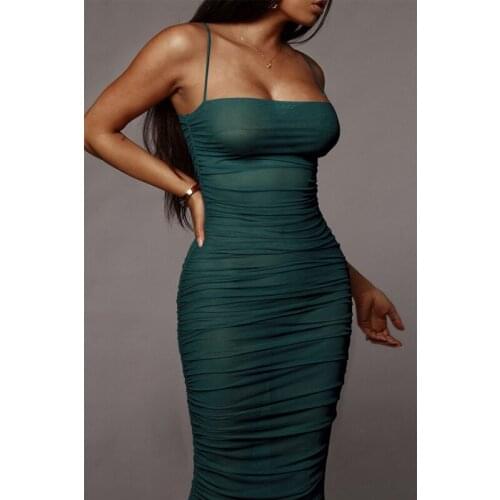 TNNAOFF Sexy Stacked Mesh Sheer Lace Tube Top Bodycon Dress for Women Summer Fashion Spaghetti Strap Night Club Midi Dresses