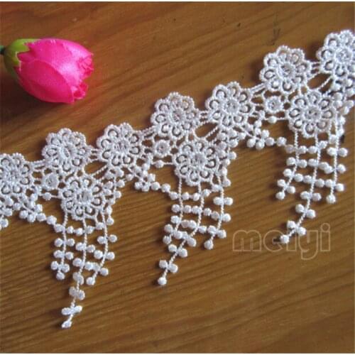 1 Yard/Lot 9cm White Fringe Polyester Embroidered Lace Trim Fabric Ribbon Handmade DIY Sewing Supplies Craft Decoration Wedding