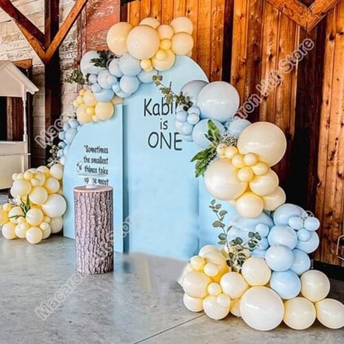 126pcs Doubled Macaron Blue Wedding Birthday Party Backdrop Baby Shower Supplies Decoration Celebration Balloon Garland Kits