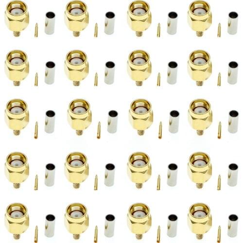 20Pcs SMA Male Crimp for RG174 RG179 RG316 RG188 LMR100 Coax Cable RF Connector