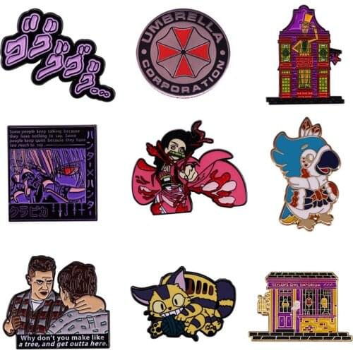 20pcs/lot J3019 Geekcoco Cartoon Umbrella Metal Brooch Collar Best For Anime Pin Jeans Shirt Handbag Badges on Backpack Pins