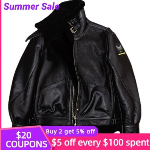 2021 Black Military Style Genuine Shearling Jacket Men Plus Size 4XL Real Natural Sheepskin Russian Winter Thick Warm Coat