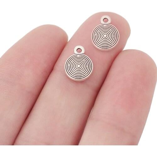 30 x Tibetan Silver Vortex Swirl Spiral Round Charms Pendants Double Sided Beads for Bracelet Necklace Jewelry Making 9mm