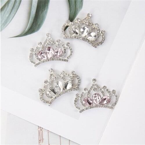 4pcs Crystal Flatback Scrapbooking Crown charms Jewelry Accessories Necklace Pendant Cute Hair Jewelry DIY Crafts Party Decorate