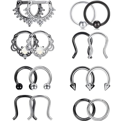 8 Style Septum Jewelry 16G Septum Clicker Daith Earrings Jewelry Horseshoe Septum Piercing