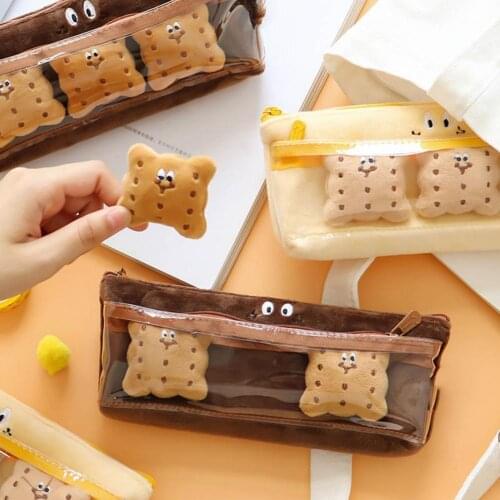 80% Off Pen Bag Portable Multifunctional Plush Double Layer Snack Sandwich Biscuit Pencil Bag for School