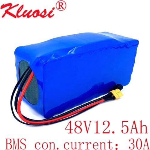 KLUOSI 13S5P 48V 12.5Ah 12Ah 48V Battery 54.6V Li-ion Battery Pack with 30A BMS for Motor Electric Scooter Vehicle Ebike Bicycle