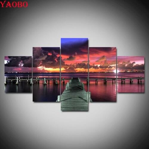 Mazayka Diamond Embroidery 5d Diamond Painting Full Square Cross Stitch 5 pcs mosaic Picture Of Rhinestones Sunset Landscape