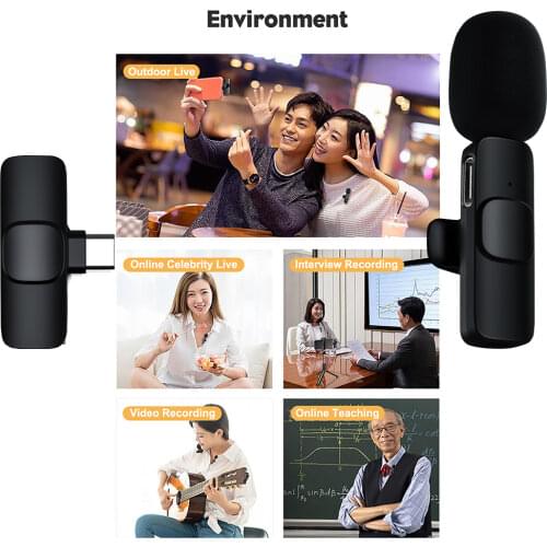 Wireless Lavalier Microphone Bluetooth Lapel Clip Mic Lecture Noise Reduction Auto Transcription Auto Sync