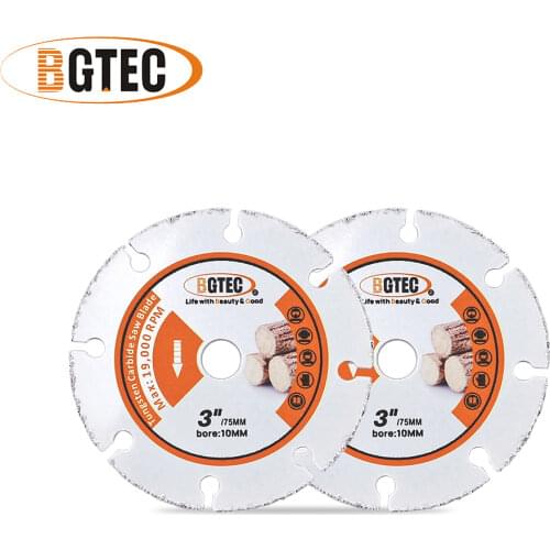 BGTEC 2pcs 3" Vacuum Brazed Diamond Wood Cutting Disc, 75mm Diamond Cut-off Wheel Blade for rubber pipe, cement residue
