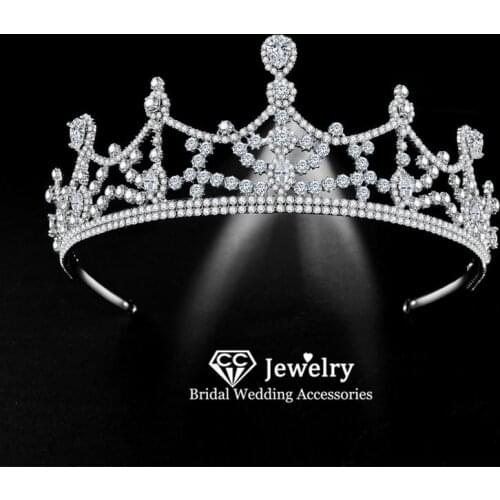 CC Wedding Crown Women Hair Accessories Engagement Jewelry European Style Bridal Headdress High Quality Hairwear Party Gift HS74