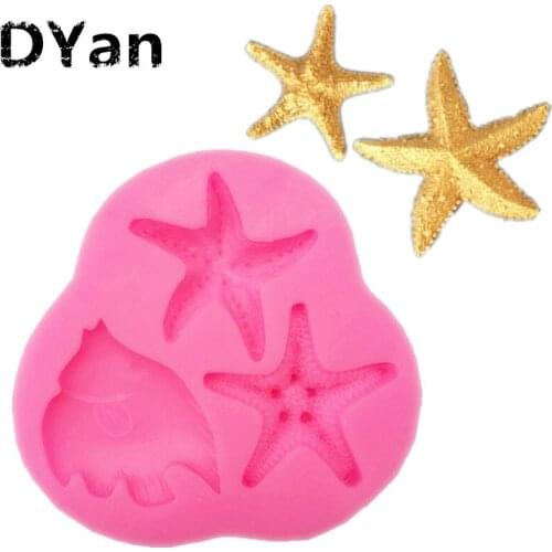 DIY 3D Kitchen Chocolate Cake Candy Decoration Tools Baking Mold Liquid Silicone Mold Fish Mold Starfish Mold A1474