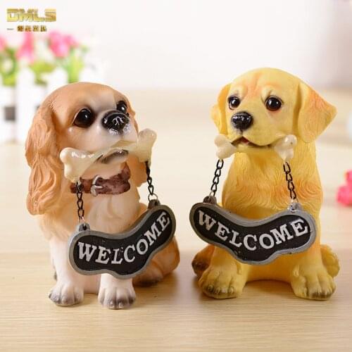 DMLS Lovely Welcome Sign Dog Figurines Office Decoration Wedding Gift Pup Ornaments 1 Piece Free Shipping
