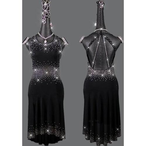 Elegant Rhinestone Latin Dance Competition Dress Customized Women Girls Tango ChaCha Samba Performance Stage Costume VDB4005