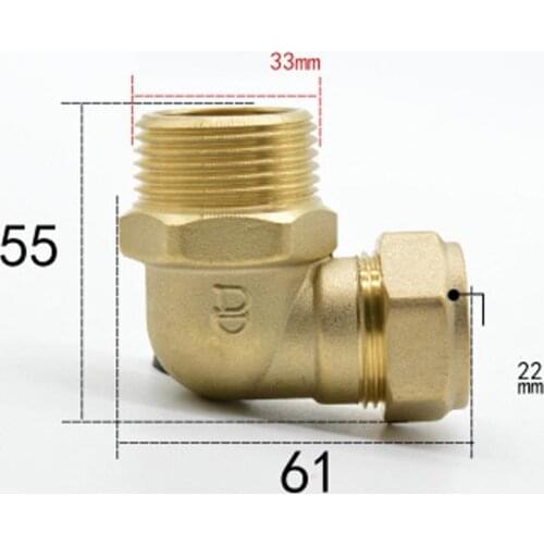 Fit Copper Tube OD 22mm x 1" BSPP Male Brass Compression Union Elbow 90 Degree Fitting Connector Water Gas Oil
