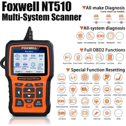 Foxwell NT510 Elite Auto Fault Diagnostic Device OBD Code Reading Card Diagnostic Scanner for Car