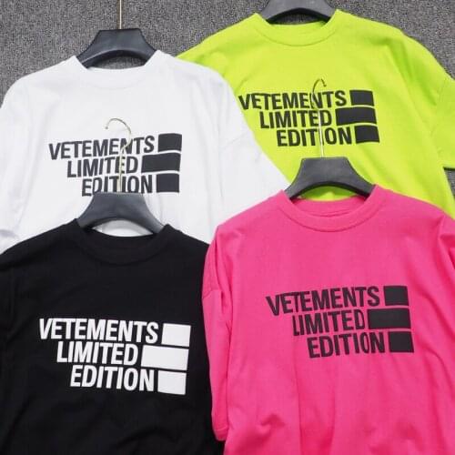 Vetements Short-sleeved Female Couple Loose Street Hip-hop Trend T-shirt Mens Cotton Round Neck Letter Print 02