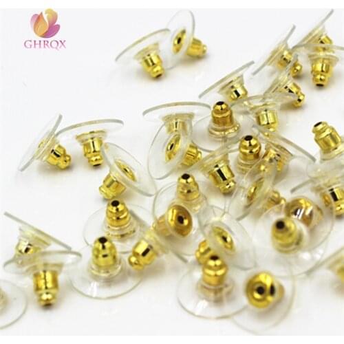GHRQX Silver Gold plated for stud hook earrings Plastic earring Jewelry Findings Wholesale 100PCS
