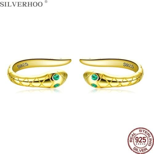 SILVERHOO 925 Sterling Silver Earrings Gold Snake Clip Earring For Women Elegant Party Gift To Friend Wholesale New Arrivals