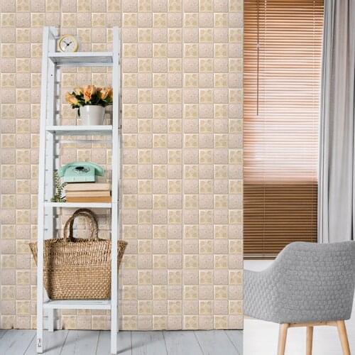 Imitation Ceramic Tile Wallpaper 3D Wall Decor Flowers Self Adhesive Kitchen Bedroom Living Room House Stickers Waterproof Paper