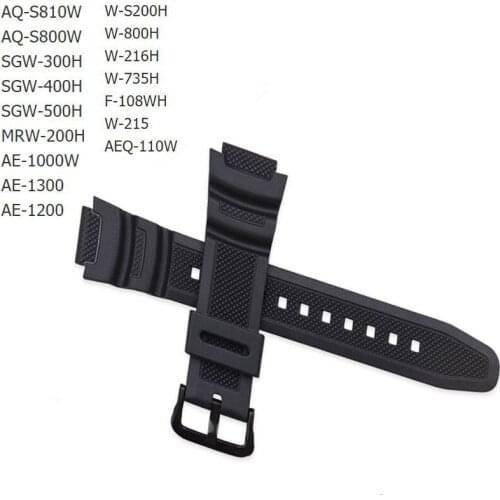 Rubber Strap Suitable for-Casio AE-1000w SGW-400H / SGW-300H Silicone Watchband Pin Buckle Strap Watch Wrist Bracelet Black