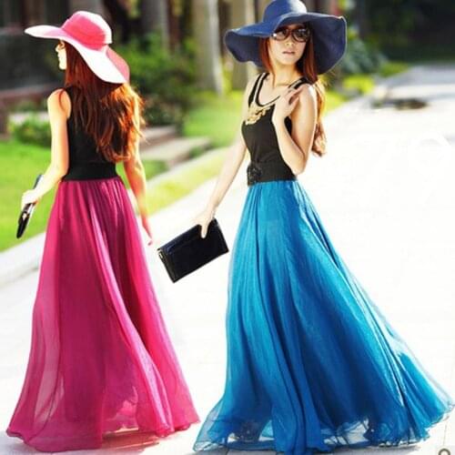 2020 Bohemian swing long skirt spring and autumn 8 meters mopping beach skirt chiffon skirt DQ853