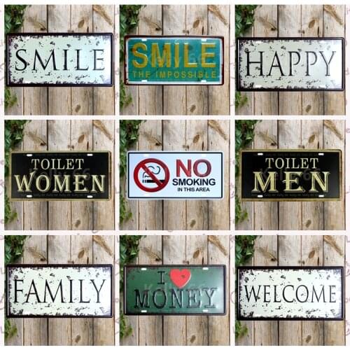 [ Kelly66 ] Welcome Home Smile Happy I Love Money Metal Sign Tin Poster Home Decor Bar Wall Art Painting 15*30 CM Size CP-7