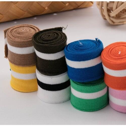Multicolor Stripe Cotton Spandex Rib Fabric For Neck Cuff And Collar Material For Sports Uniform Clothing Accessories TJ0510-1