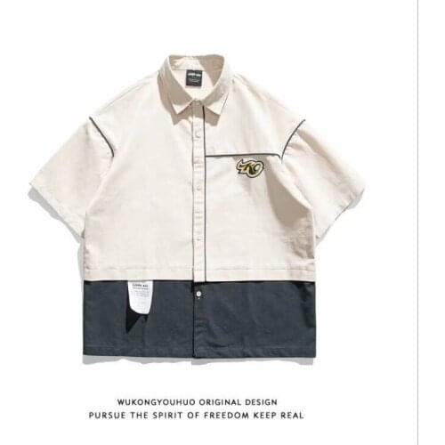 2021 Summer Shirt Mens Short Sleeve Retro Hong Kong Port Hong Kong Wind Brand Wind 7