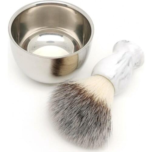 TEYO Landscape Synthetic Shaving Brush and Shaving Bowl Set Perfect for Shave Double Edge Razor Straight Classic Safety Razor