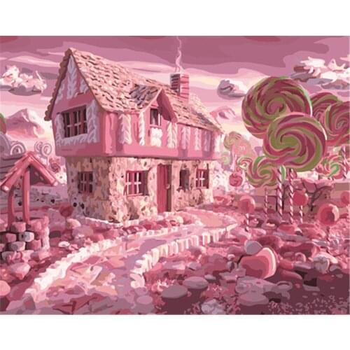 Candy House 40x50cm Frameless Painting By Numbers Animals On Canvas Pictures By Numbers Home Decoration Diy Minimalism Style