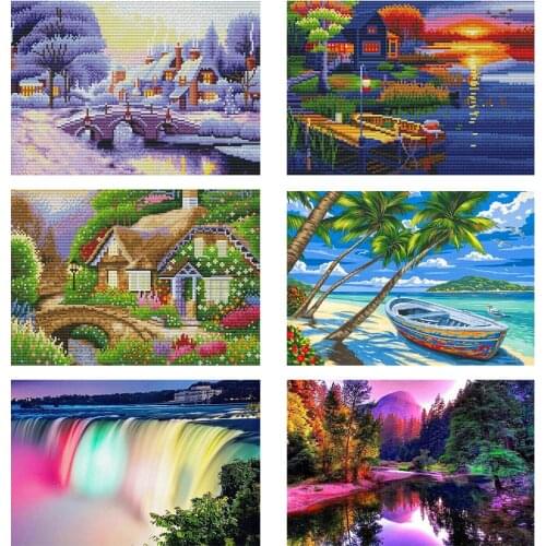 DIY Handmade Cross Stitch Embroidery Kit Idyllic scenery Needlework Craft Package Cotton New Design Embroidery Home Decoration