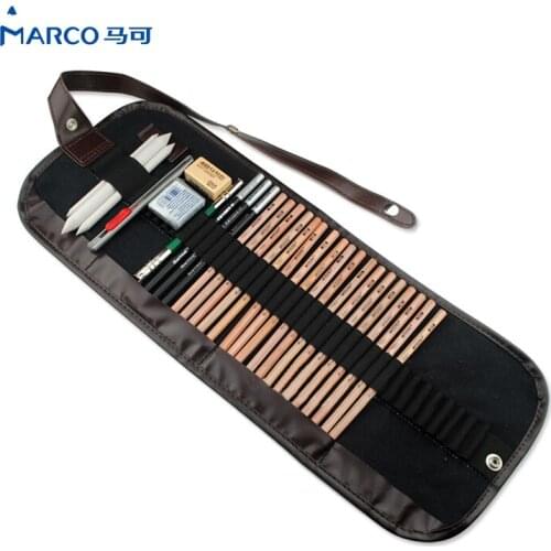 29Pcs Pencil Sketch Pencil Set Pencils Charcoal Earser Utility Knife Drawing Standard Pencil With Canvas Bag Art Supplies