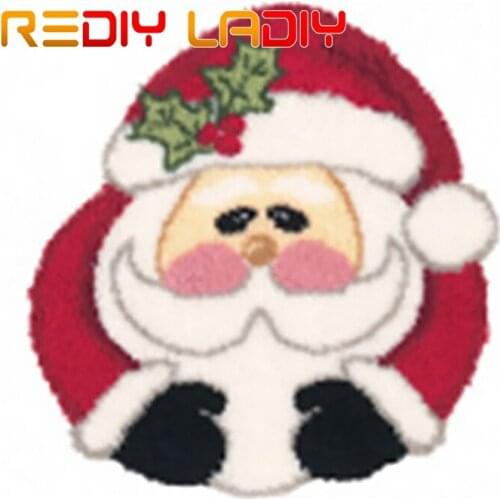 Latch Hook Rug Kits Crocheting Carpet Rug Santa Clause Acrylic Yarn Pre-Printed Canvas Cushion Mat Crochet Tapestry Home Decor