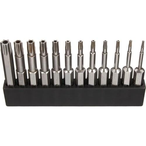 12 Pcs 6.3 mm or 1/4 Inch Torx Size Tamper Proof Security Bit Set Plum Blossom Shape electric screwdriver manual screwdriver