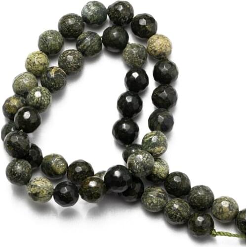 Wholesale Faceted Russian Serpentine Natural Stone Beads 4 6 8 10 12mm Loose Beads Needlework for Jewelry Making DIY Bracelet