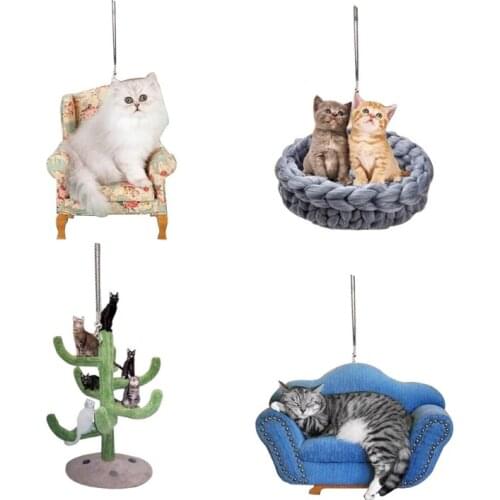 Flying Cat Car Hanging Ornament Cute Animal Shape Pendants Suitable for Automotive Mirror Door Window Decor