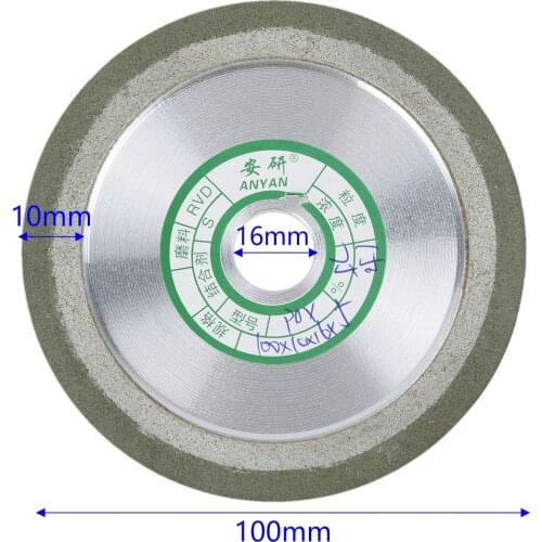 Widen Diamond Grinding Wheel 4inch Hypotenuse Style Grinding Disc For Carbide Metal Sharpener 16mm 20mmGrinding Circle 150Grit