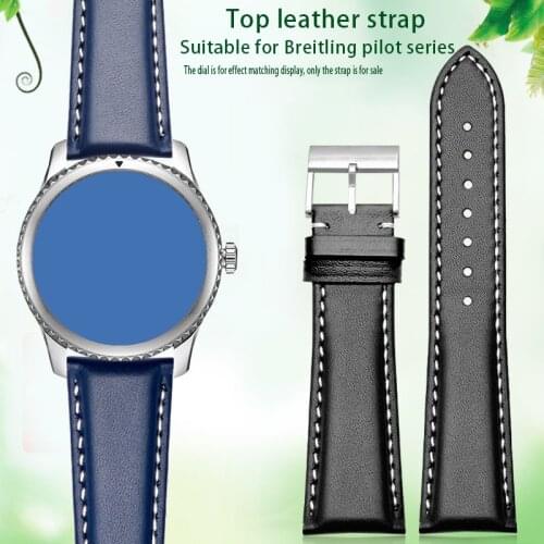 20mm22mm24mm High Quality Genuine Leather Strap Watch Band For B-reitling mens watch cow leather bracelet with Deployment buckle