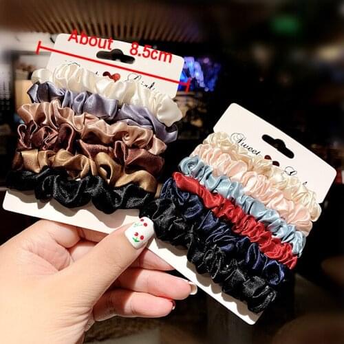 Women Girl Solid Color Elastic Rubber Bands Girls Hair Accessories 5/6pcs