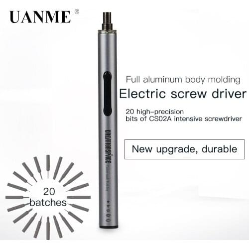 UANME CS02A Electric Screwdriver Tools with LED and 20 screw batch head for repairing mobile phones glasses computers