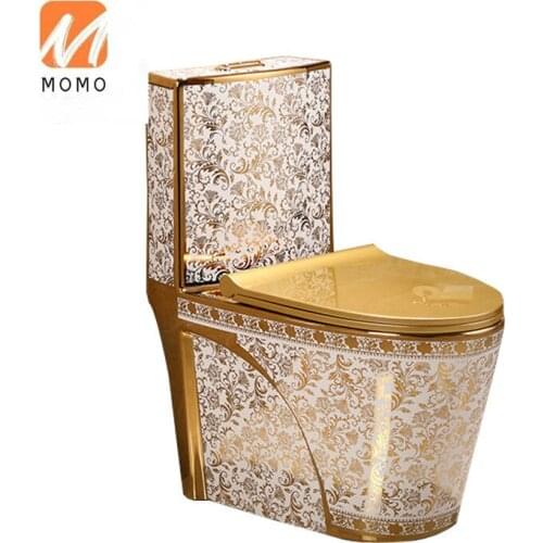 Golden pattern toilet, color toilet, water saving toilet, KTV place, golden seat toilet, export quality label Closestool