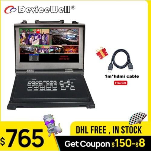 DeviceWell HDS9105 5 channel HD Video Switcher 1080p 11.6 inch Screen Monitor HDMI-compatible Switcher