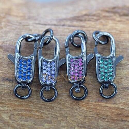 Fashion Accessories Jewelry Colorful Zircon Pave Lobster Clasps Copper Lobster Clip For Jewelry Making In 32.5*13.1 mm FC5965