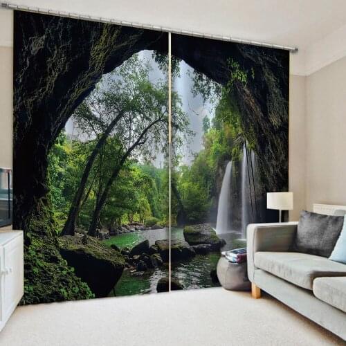 Customized size Luxury Blackout 3D Window Curtains For Living Room nature scenery forest curtains