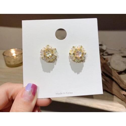 MENGJIQIAO Cute Korean Japan Shiny Shell Flower Stud Earrings For Women Delicate Elegant Boucle D'oreille Girls Jewelry Gifts
