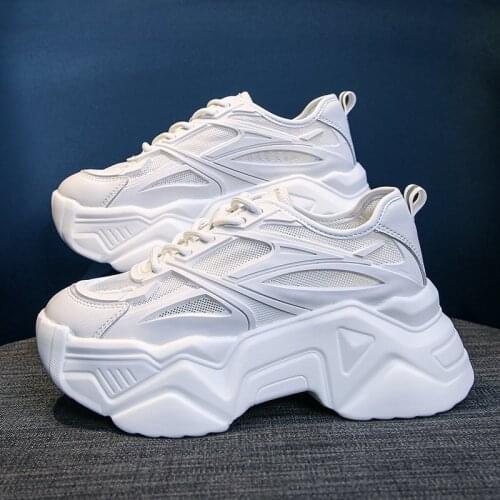 New Shoes Women Chunky Sneakers Fashion Lace-Up White Vulcanize Shoes Female Casual Platform Sneakers Woman Basket Femme
